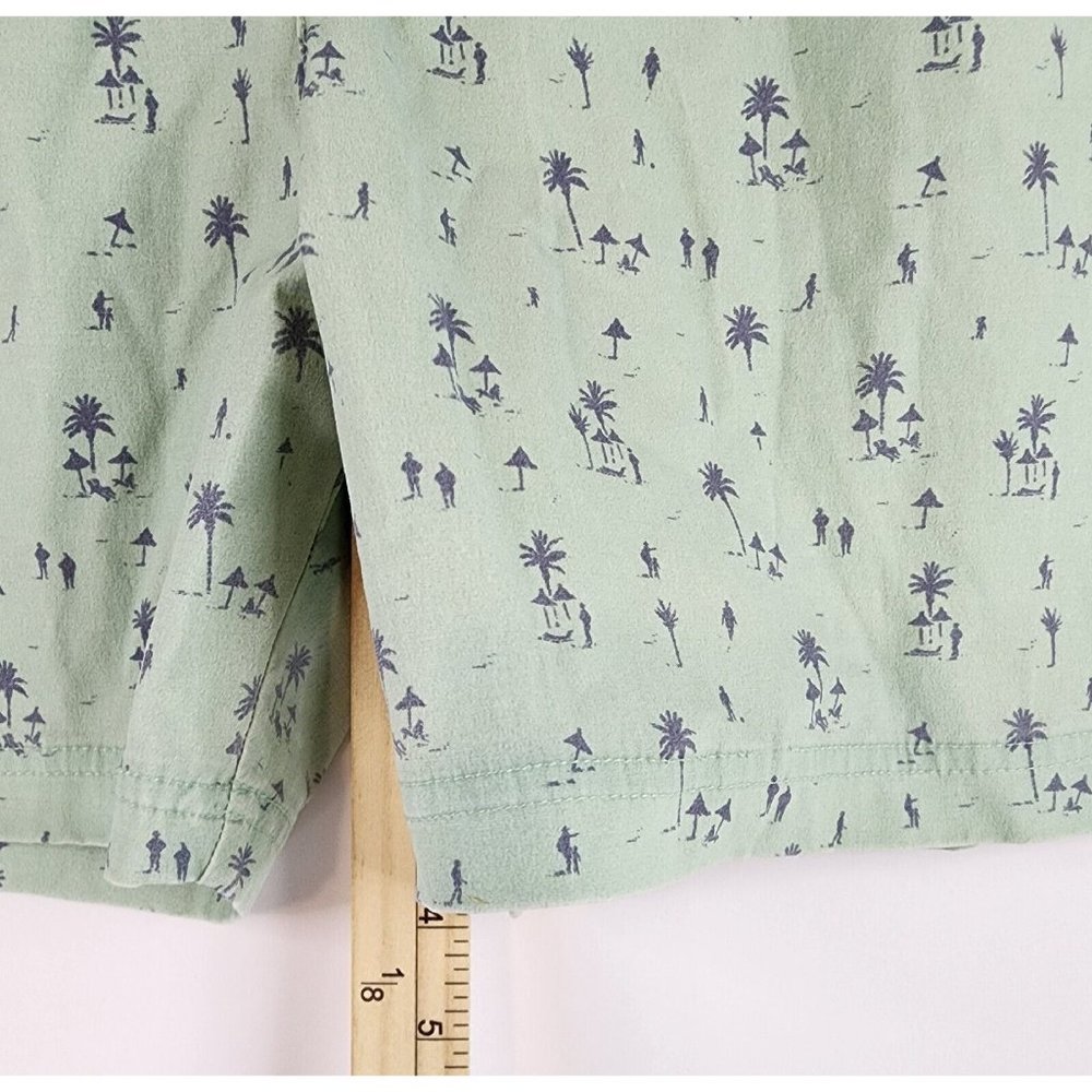 Marine Layer Shorts Mens Large Teal Beach Hawaiian Style Drawstring Swim Trunks - Picture 6 of 13